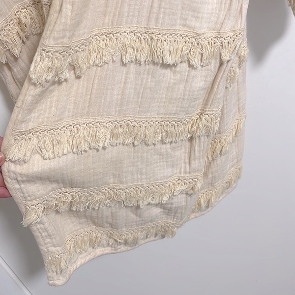 Anthropologie Cream Harlyn Fringed Long Jacket - Picture 3 of 6